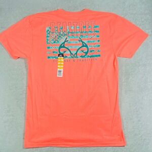 Realtree Fishing T-Shirt Mens Large Coral Heather Graphic Tee RT19100HZW